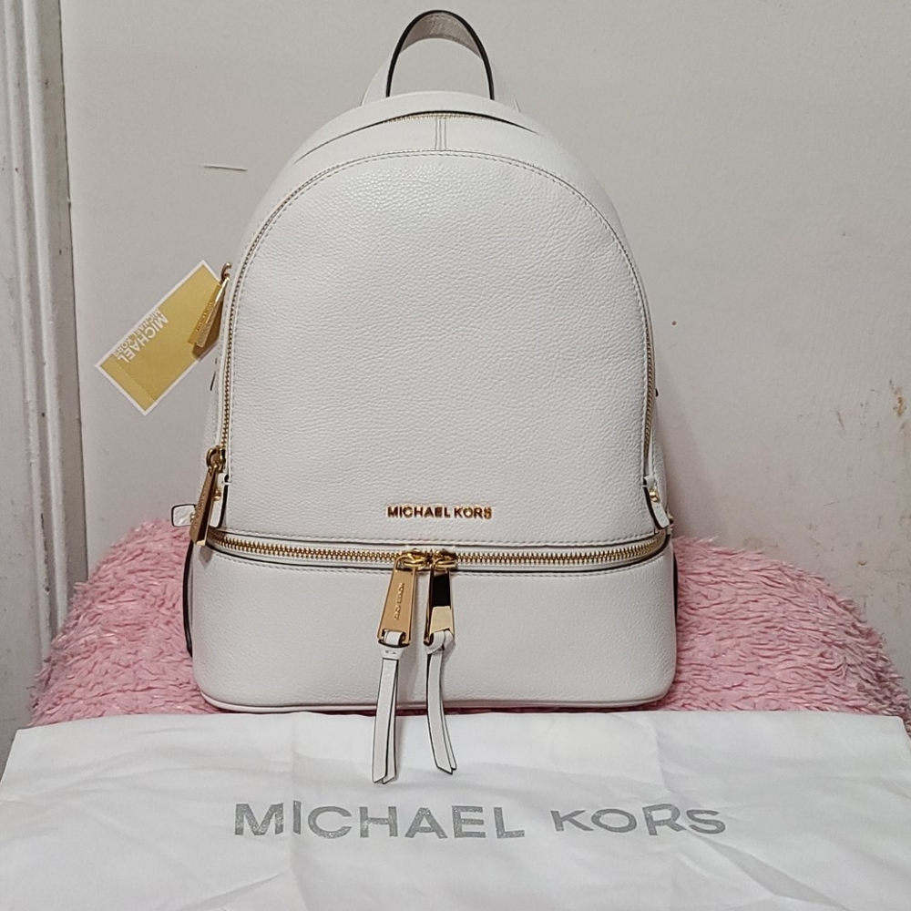 White Michael Kors Rhea Zip Small Backpack